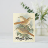 枝に止まった3羽の鳥「ありがとう!」 ポストカード (スタンド正面)