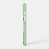 枝に止まるかわいいフクロウの深緑スマホケース iPhone 16ケース (左側面)