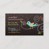 枝に止まるレトロな鳥 + メルロット 名刺 (裏面)