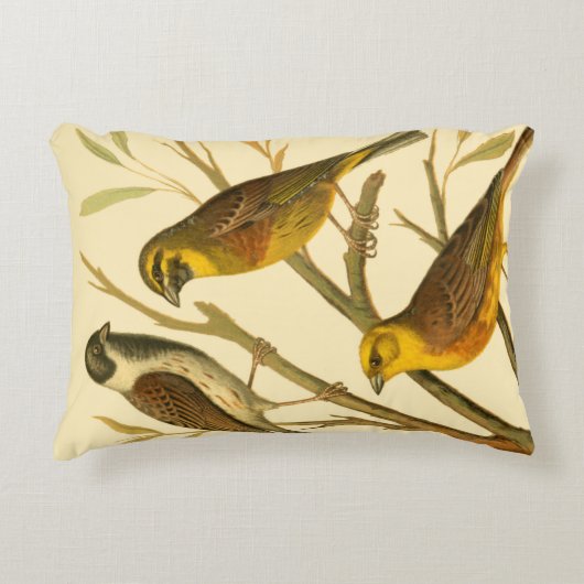 枝に止まる三羽の家畜 アクセントクッション (正面)