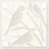 枝に止まる三羽の家畜 ガラスコースター (裏面)