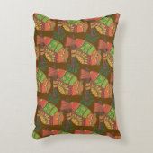 "枝に止まる民俗芸術のフクロウの子供たち" アクセントクッション (正面(垂直))