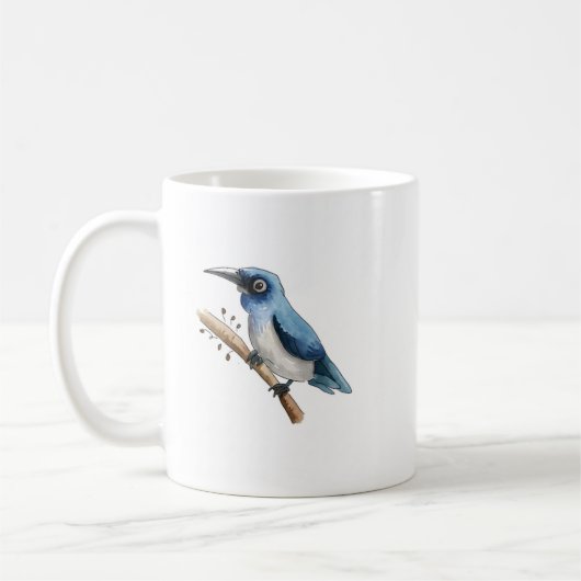 枝に止まる青い鳥のコーヒーマグ コーヒーマグカップ (左)