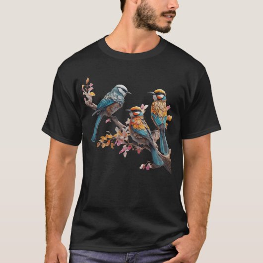 枝に止まる鳥 Tシャツ (正面)