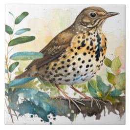 枝に白い無地の背景を持つメドウラルク タイル