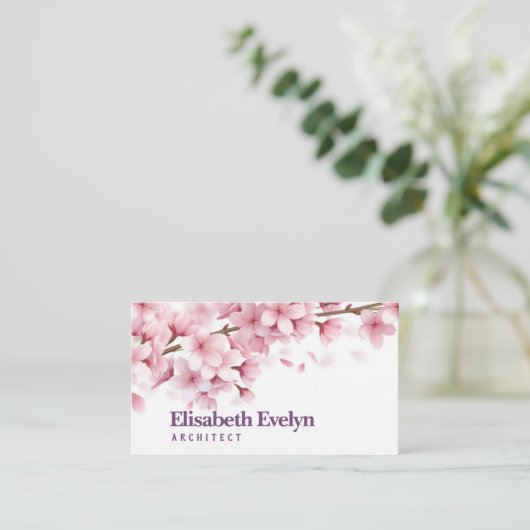 枝に美しい桜の花と落ちるp 名刺 (スタンド正面)