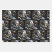 枝に美しい納屋のフクロウ ラッピングペーパーシート (正面3)