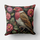 枝に花を付けて座る鳥 クッション (裏面)