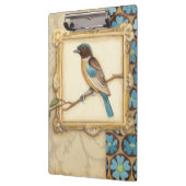 枝に茶色と青の鳥が顔を上げる クリップボード (左)