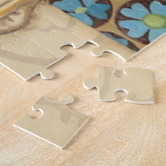 枝に茶色と青の鳥が顔を上げる ジグソーパズル (側面)