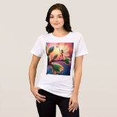 枝に露のランタンを持つ妖精 トライブレンドＴシャツ (正面全面)