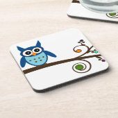 枝に青いフクカラフルロウ コースター (左側)