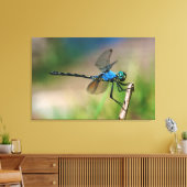 枝に青い竜のフライのクローズアップ キャンバスプリント (インサイチュ (リビング))