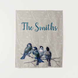 枝に青い鳥たち タペストリー