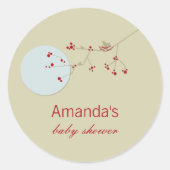 枝に鳥の家族をネストシンプル赤ちゃんシャワー ラウンドシール (正面)