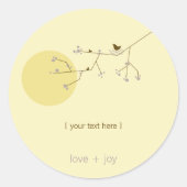 枝に鳥の家族をネストシンプル赤ちゃんシャワー ラウンドシール (正面)