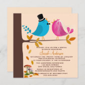 枝に鳥を組む|秋ブライダルシャワー 招待状 (正面/裏面)