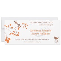 枝に鳥オレンジと茶色の日付保存