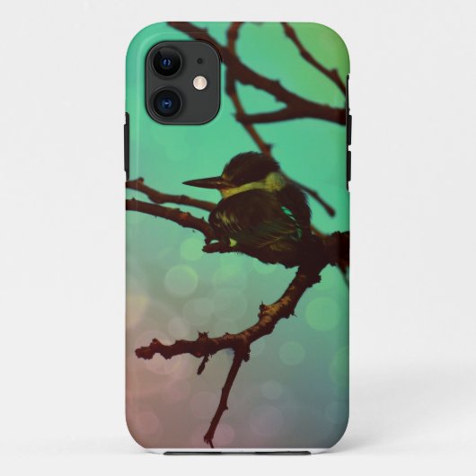 枝に鳥 – アクアNピンク Case-Mate iPhoneケース (裏面)