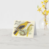 枝に2羽の鳥「ありがとう!」 カード (黄色い花)