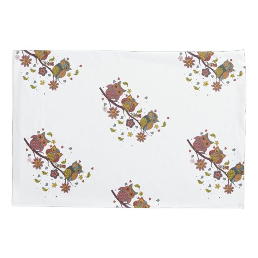 枝に3頭のフクロウ 枕カバー (裏面)