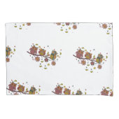 枝に3頭のフクロウ 枕カバー (正面)