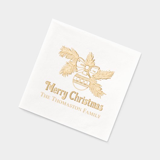 枝のあいさつ名のクリスマスオーナメント 箔ナプキン (左)