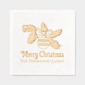 枝のあいさつ名のクリスマスオーナメント 箔ナプキン (正面)