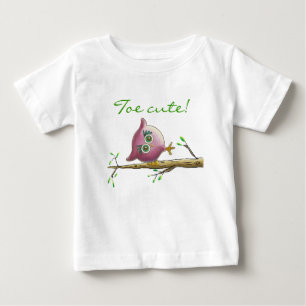 枝のおもしろいで及びかわいいフクロウ ベビーTシャツ