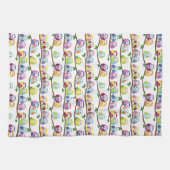 枝のかわいくカラフルなフクロウ キッチンタオル (横)