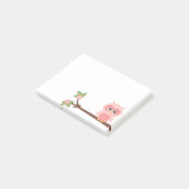 枝のカラフルでかわいいフクロウのやじり声のピンクのひな鳥 ポストイット (アングル)