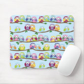 枝のカラフルなフクロウ マウスパッド (マウス)