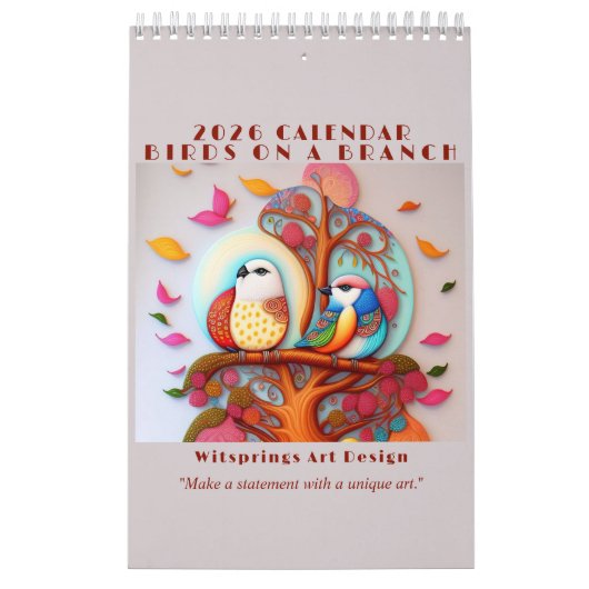 枝のカレンダーに絵画ある鳥 カレンダー (カバー)
