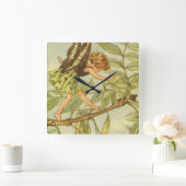 枝のトネリコの妖精の歩く スクエア壁時計 (ホーム)