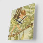 枝のトネリコの妖精の歩く スクエア壁時計 (傾斜)