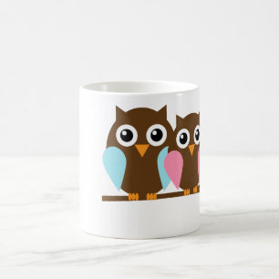 枝のフクロウのカップル コーヒーマグカップ