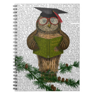 枝のフクロウの読書 ノートブック