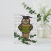 枝のフクロウの読書 ポストカード (スタンド正面)