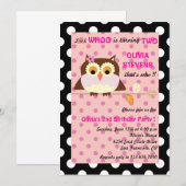 枝のフクロウ-誕生日の招待状2 招待状 (正面/裏面)