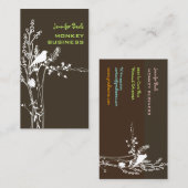 枝のレトロ鳥/DIY背景/茶 名刺 (正面/裏面)