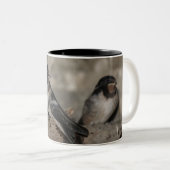 枝の上で鶏を鳴らすツバメ ツートーンマグカップ (正面右)