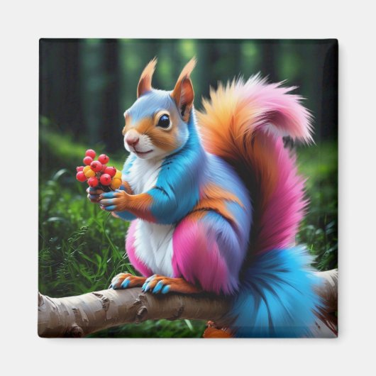 枝の上にかわいいリス–19274 マグネット (正面)