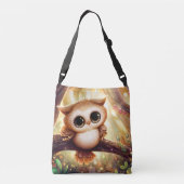枝の上にかわいい茶色のフクロウ クロスボディバッグ (裏面)