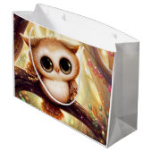 枝の上にかわいい茶色のフクロウ ラージペーパーバッグ (裏面アングル)