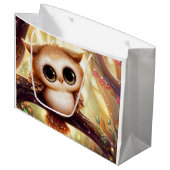 枝の上にかわいい茶色のフクロウ ラージペーパーバッグ (正面アングル)