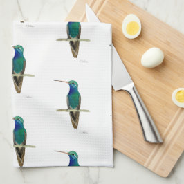 枝の上に広くちばしのあるハチドリ キッチンタオル