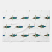 枝の上に広くちばしのあるハチドリ キッチンタオル (横)