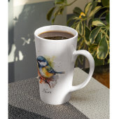 枝の上に座ってかわいいブルーティット カフェラテマグ