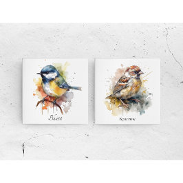 枝の上に座ってかわいいブルーティット メタルプリント