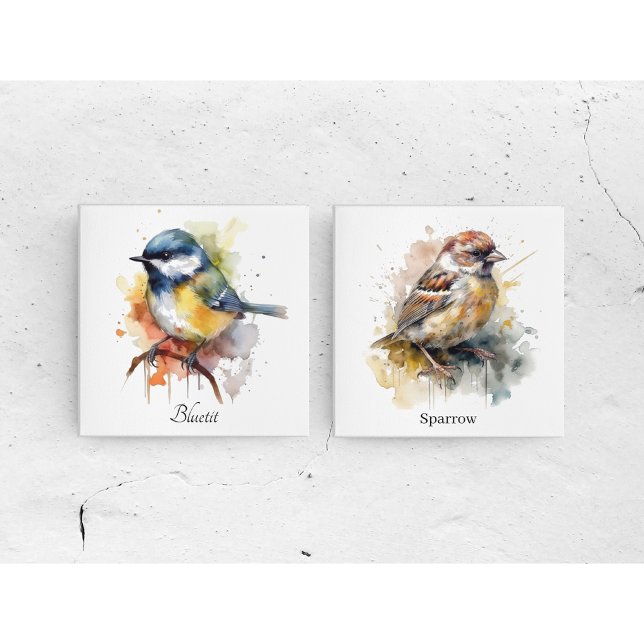 枝の上に座ってかわいいブルーティット メタルプリント (クリエイターアップロード済み)